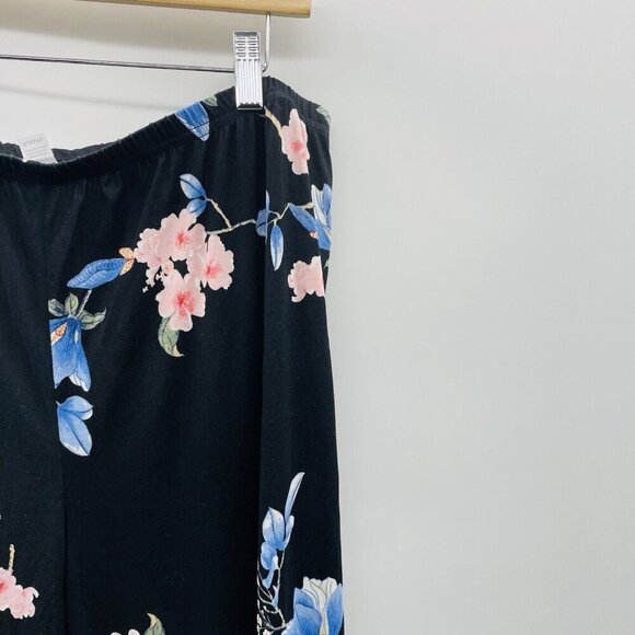 Flora by Flora Nikrooz Womens Size XL Pull On Floral Print Pajama Pants in Black - Picture 2 of 7